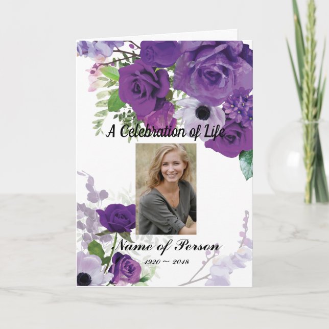 Purple Roses Funeral Program (Front)