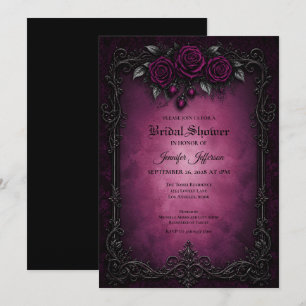 Purple Roses Gothic Bridal Shower invitation