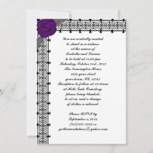 Purple Roses Lattice Gothic Wedding Invites