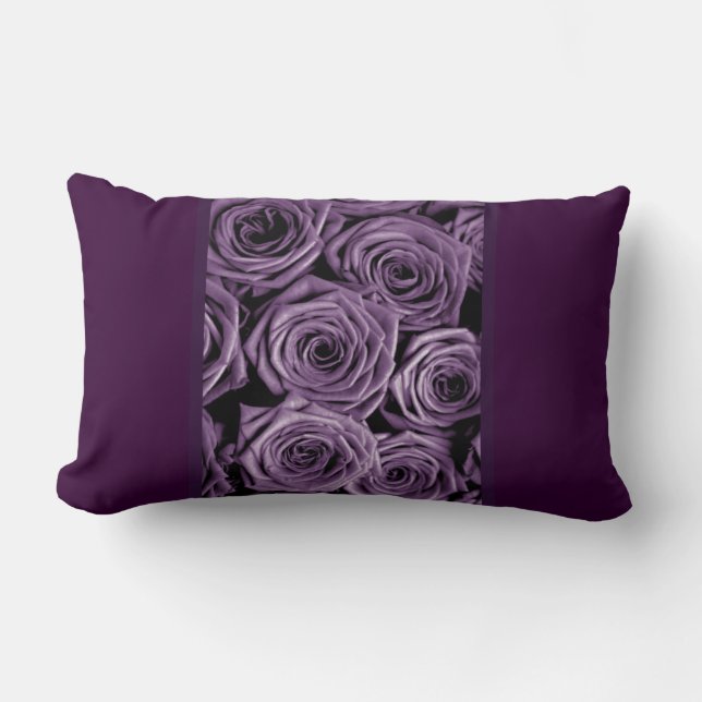 Purple Roses Lumbar Cushion (Front)