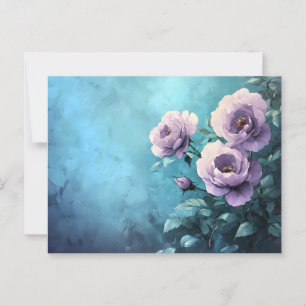 Purple Roses on Teal Postcard