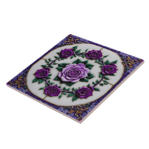 Purple Roses Popular Beautiful Collection Ceramic Tile