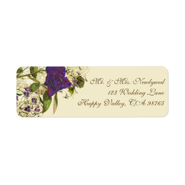 Purple Roses Return Address Label (Front)