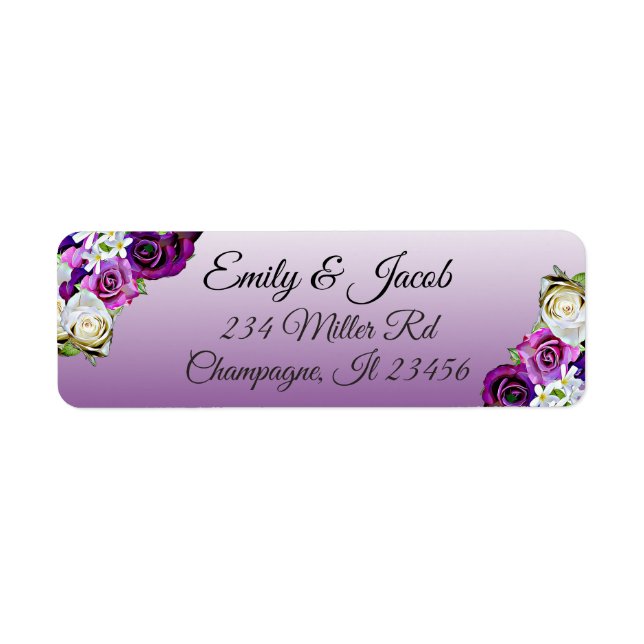Purple Roses Return Address Labels (Front)