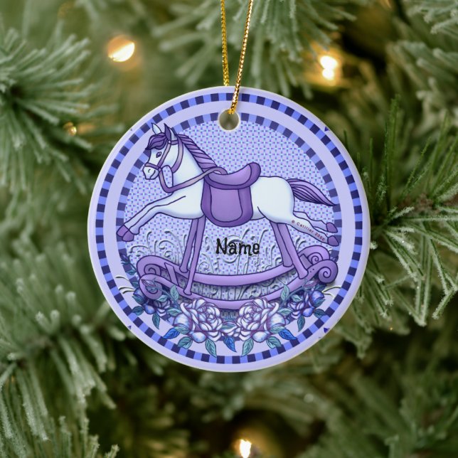 Purple Roses Rocking Horse ornament  (Tree)