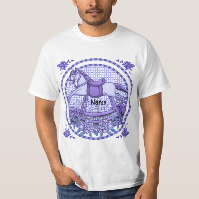 Purple Roses Rocking Horse  T-Shirt (Front)