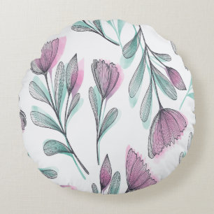 Purple roses round cushion