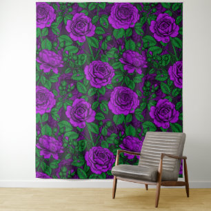 Purple roses tapestry
