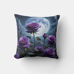 Purple Roses & the Moon  Cushion