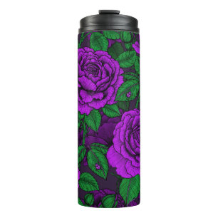 Purple roses thermal tumbler