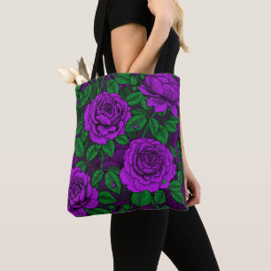 Purple roses tote bag