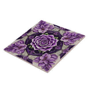 Purple Roses Trendy Beautiful Collection Ceramic Tile