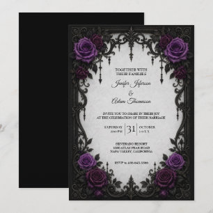 Purple Roses Wedding Invitation