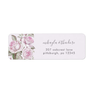 Purple Roses Wedding Return Address Label