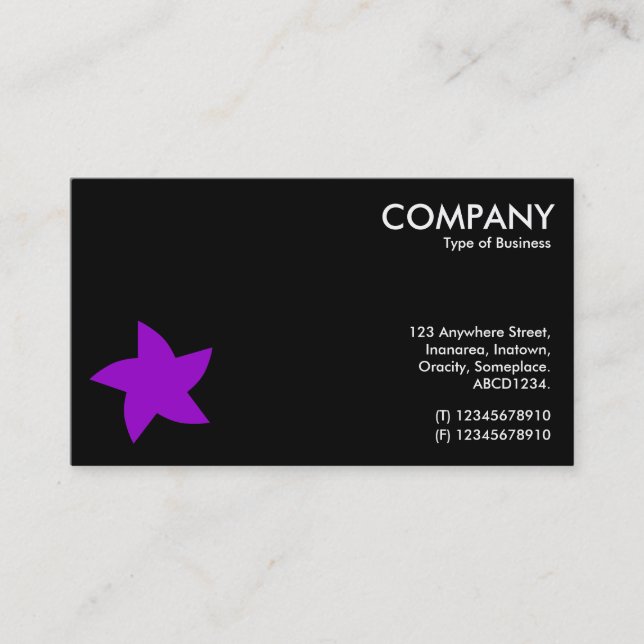 Purple Rotating Star Symbol - Black Business Card (Front)
