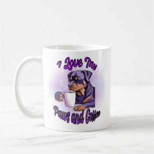 Purple Rottweiler: I Love my Paws and Coffee Coffee Mug