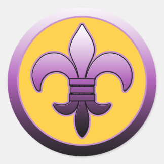 Purple Round Fleur de Lis Stickers