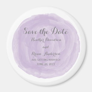 Purple Round Watercolor Save the Date Magnet