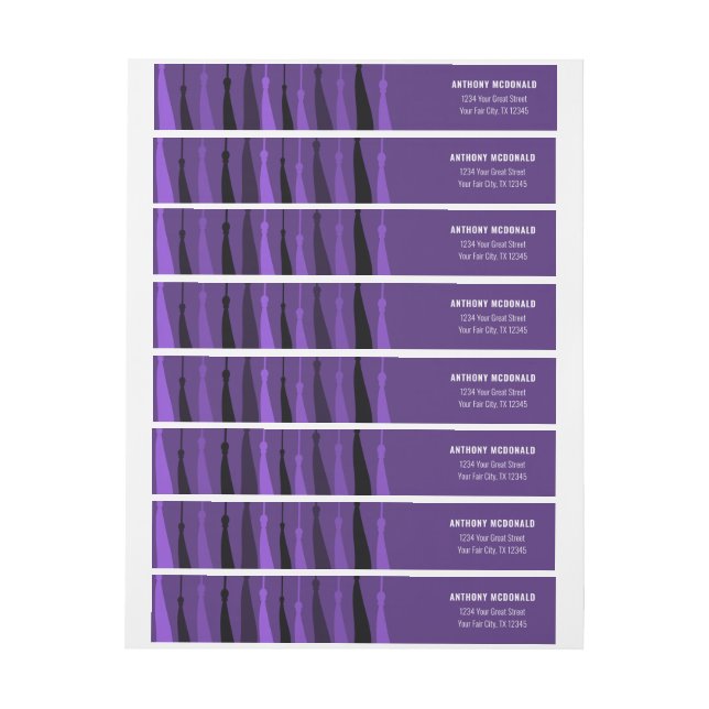 Purple Row of Tassels Wraparound Address Label (Sheet)