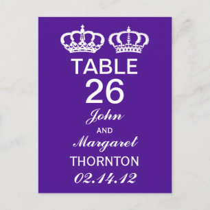 Purple Royal Couple Table Numbers Postcard
