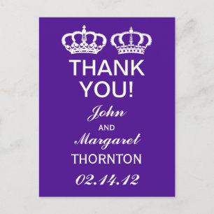 Purple Royal Couple Thank You Postcard