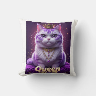 Purple Royal Kitty – Queen Hear My Kitty Purr Cushion