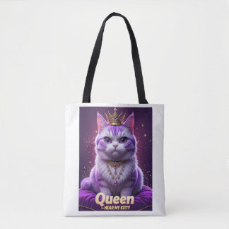 Purple Royal Kitty – Queen Hear My Kitty Purr Tote Bag