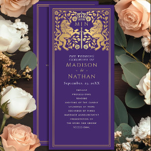 Purple Royal Lion Mediaeval Sword Wedding Program