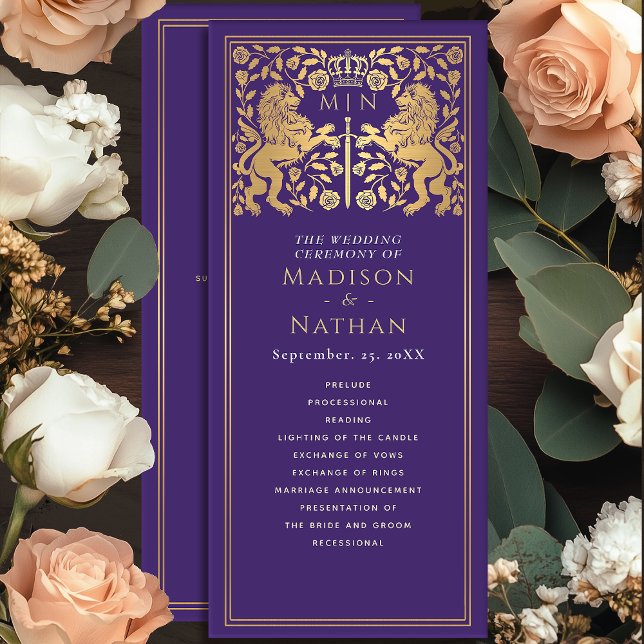 Purple Royal Lion Mediaeval Sword Wedding Program (Creator Uploaded)