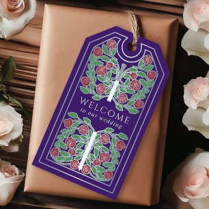 Purple Royal Mediaeval Silver Sword Wedding Welcom Gift Tags