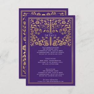  Purple Royal Mediaeval Sword Wedding Details  Enclosure Card