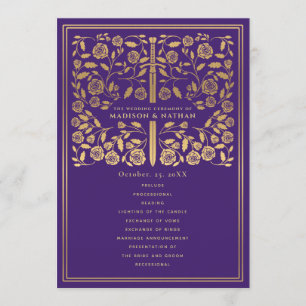 Purple Royal Mediaeval Sword Wedding Program