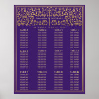 Purple Royal Mediaeval Sword Wedding Seating Chart