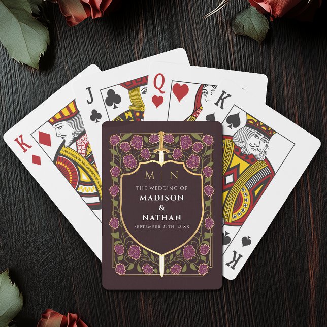 Purple Royal Sword Shield Wedding Favour Playing Cards (Creator Uploaded)