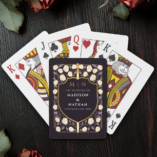 Purple Royal Sword Shield Wedding Favour Playing Cards