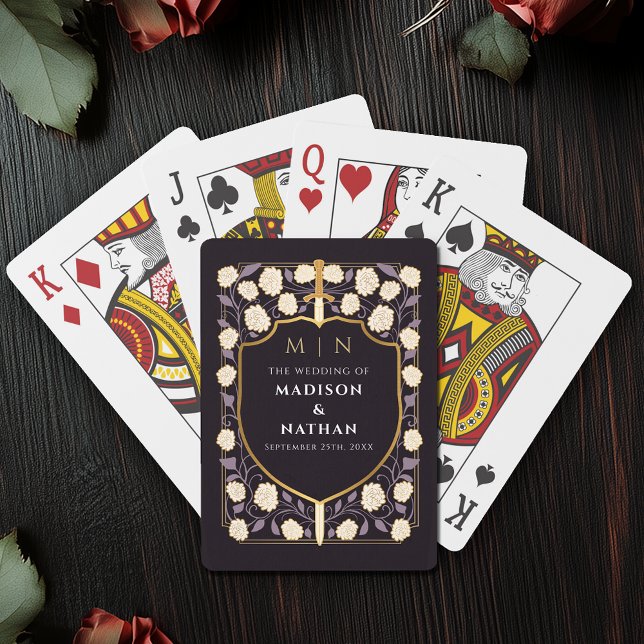 Purple Royal Sword Shield Wedding Favour Playing Cards (Creator Uploaded)