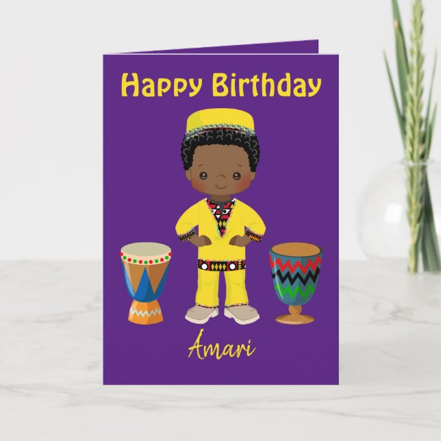 Purple Royalty African Birthday Greetings for Him Holiday Card (Front)