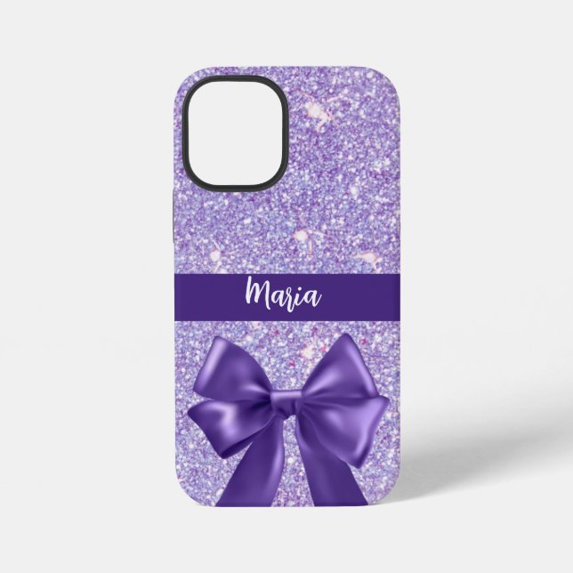 Purple ruban silver gliter custom iPhone case (Back)