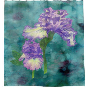 Purple Ruffle Iris Shower Curtain