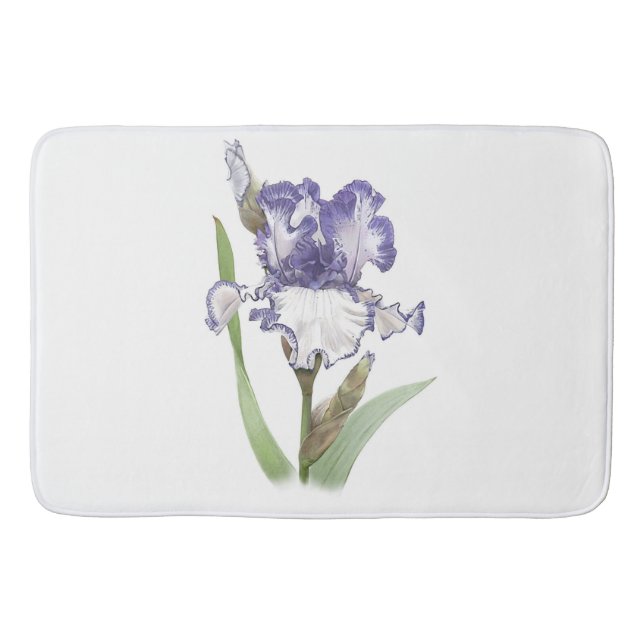 Purple Ruffled Iris Bath Mat (Front)