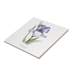 Purple Ruffled Iris Ceramic Tile