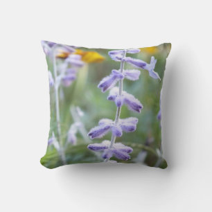 Purple Russian Sage Flower Throw Pillow