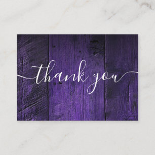 Purple Rustic Barn Wood Wedding Thank You Place Card