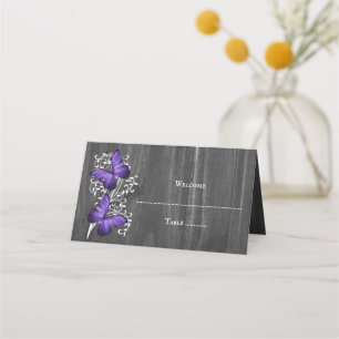Purple Rustic Butterfly Reception Place Card
