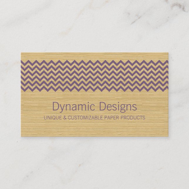 Purple Rustic Chevron Business Card (Front)
