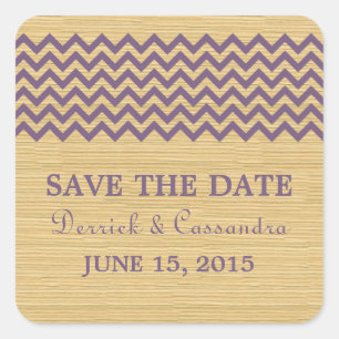 Purple Rustic Chevron Save the Date Stickers