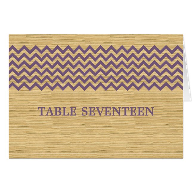 Purple Rustic Chevron Table Number Card (Front Horizontal)