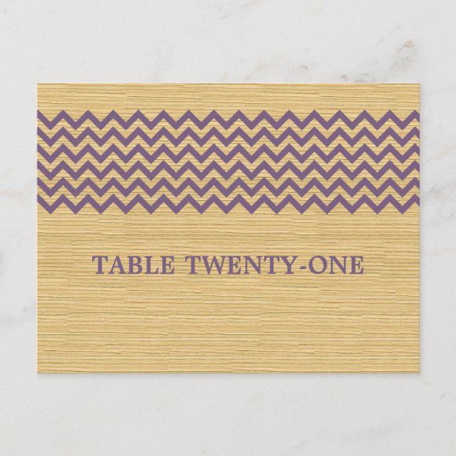 Purple Rustic Chevron Table Number Postcard (Front)