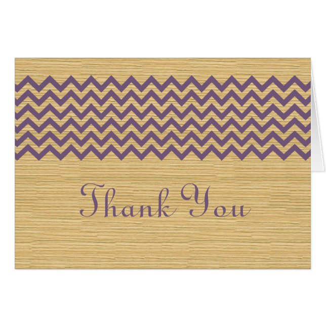 Purple Rustic Chevron Thank You Card (Front Horizontal)