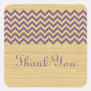 Purple Rustic Chevron Thank You Stickers